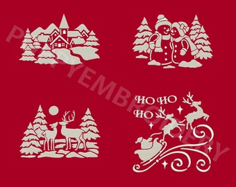 WINTER scene landscape  embroidery machine  designs  /hiver paysage pour broderie machine / INSTANT DOWNLOAD