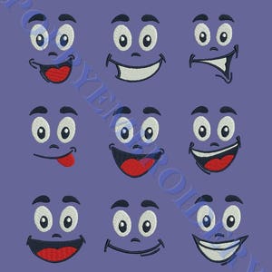 FUNNY face eyes Design for Embroidery machine  /  face rire yeux motifs pour broderie machine / INSTANT DOWNLOAD