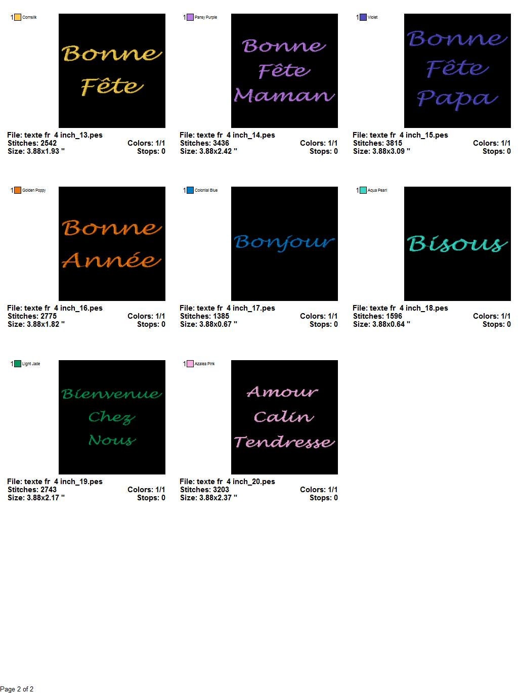 Text Words Design For Embroidery Machine Texte Mots Motifs Etsy Denmark