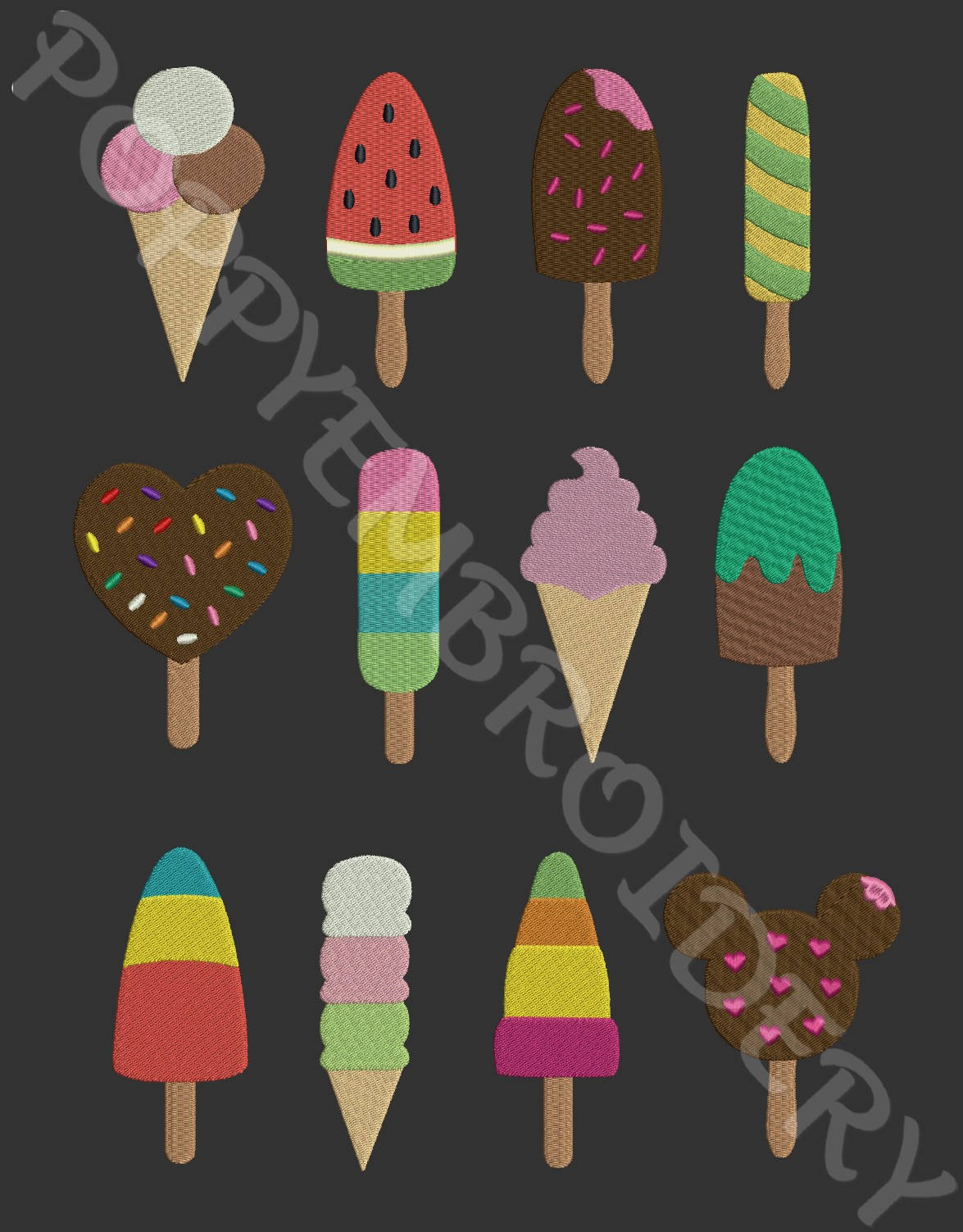 ICE CREAM embroidery machine designs / glace motifs pour Etsy
