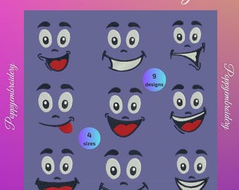 Funny Faces, machine embroidery designs  (Instant Download)