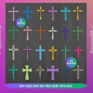 Christian CROSS embroidery machine  designs  / croix pour broderie machine / INSTANT DOWNLOAD