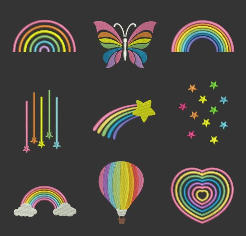 RAINBOW Machine Embroidery Designs / INSTANT DOWNLOAD - Etsy