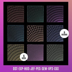 QUILT block / 9 patterns embroidery machine  designs  / motifs pour broderie machine / instant download