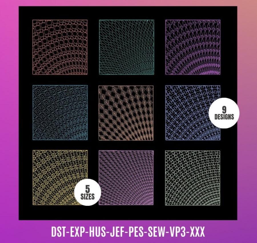 QUILTblok / 9 patronen borduurmachineontwerpen / borduurmotieven / instant download