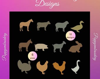 Animales de granja, diseños de bordado a máquina / DESCARGA INSTANTÁNEA