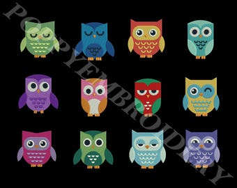 OWL  embroidery machine  designs  / chouette pour broderie machine / INSTANT DOWNLOAD