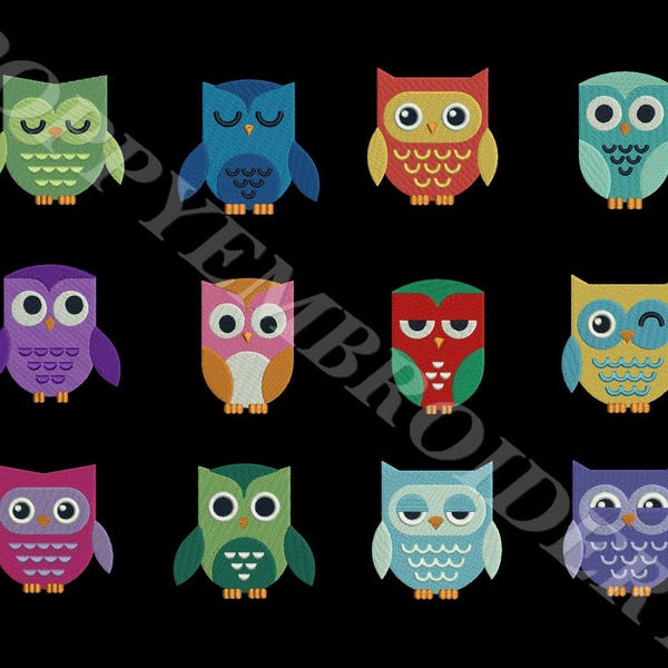 OWL  embroidery machine  designs  / chouette pour broderie machine / INSTANT DOWNLOAD
