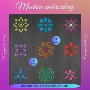 MANDALA flower  Design for Embroidery machine  /  fleurs motifs pour broderie machine / instant download