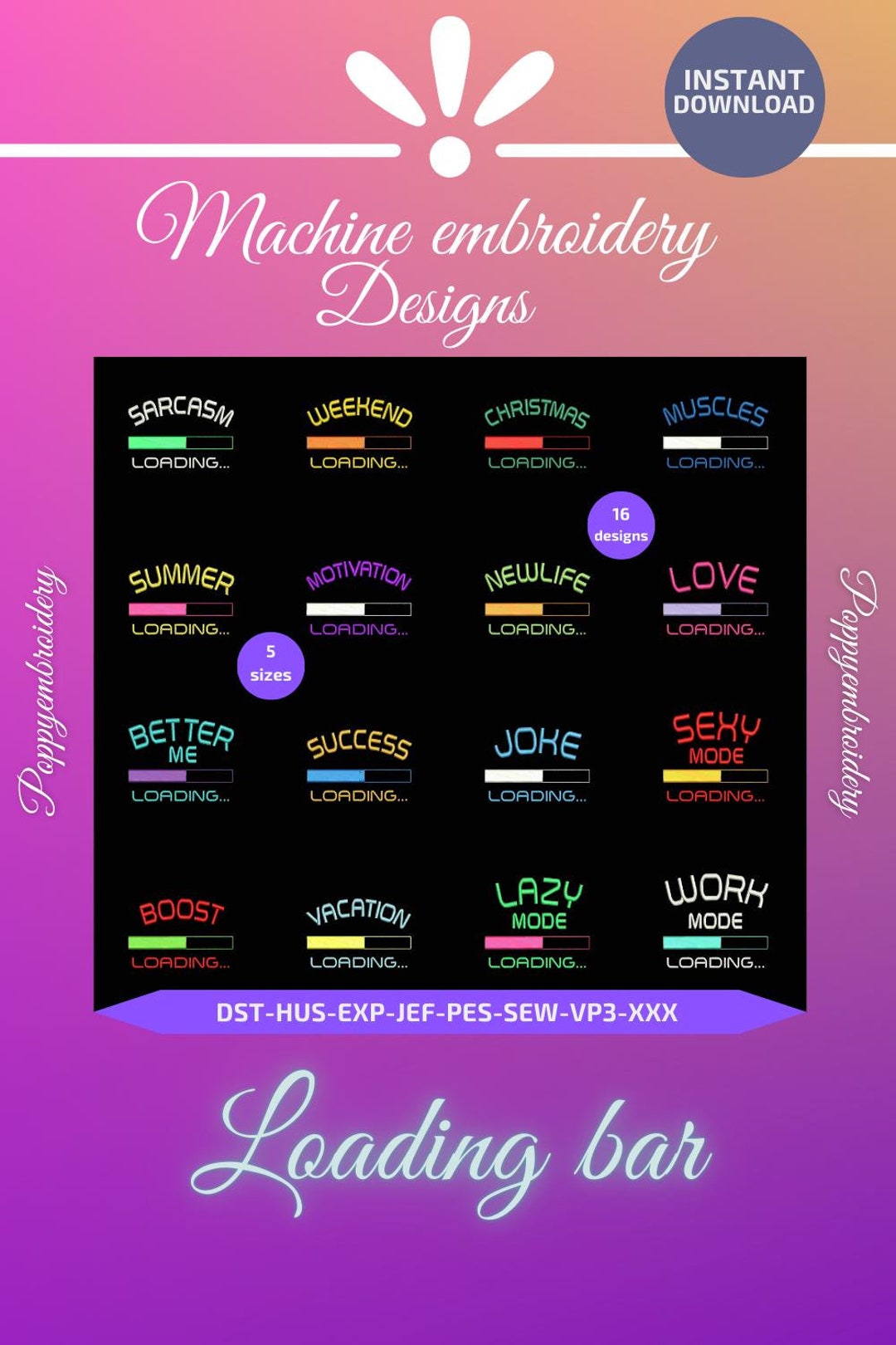 LOADING Bar Humor Designs for Embroidery Machine / Motifs Pour Broderie ...