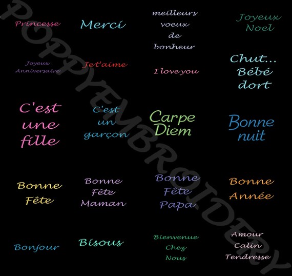 Text Words Design For Embroidery Machine Texte Mots Motifs Etsy Ireland