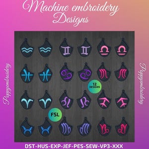 EARRINGS astrology freestanding lace FSL  embroidery machine  designs  /boucle d oreille astrologie pour broderie machine /instant DOWNLOAD