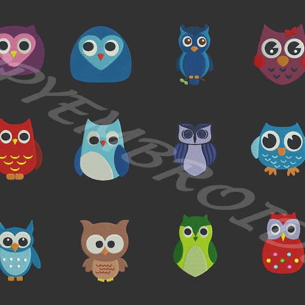 OWL Design for Embroidery machine /   chouette motifs pour broderie machine / INSTANT DOWNLOAD