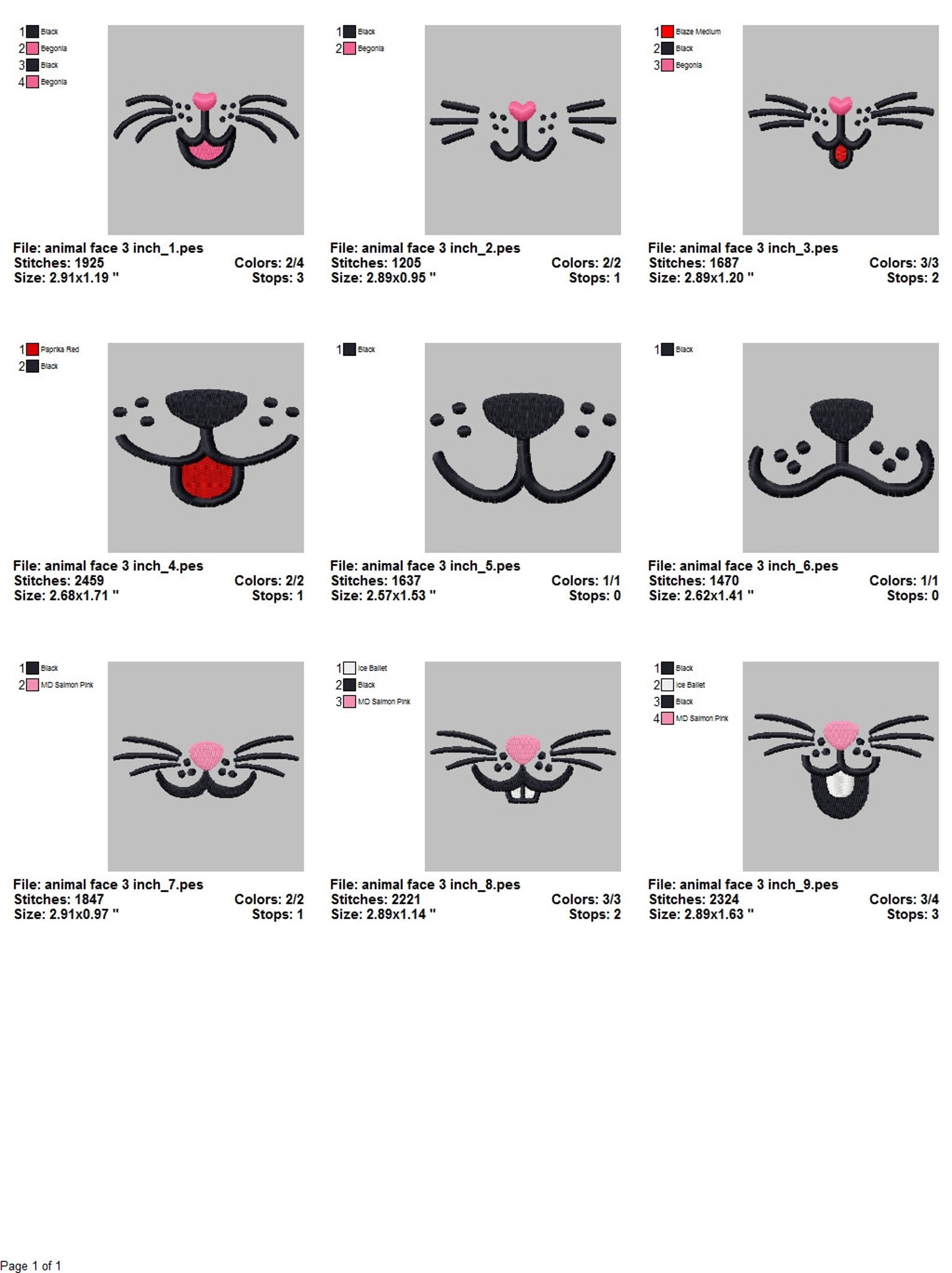 ANIMAL Mouth Designs for Embroidery Machine / Motifs Animaux | Etsy