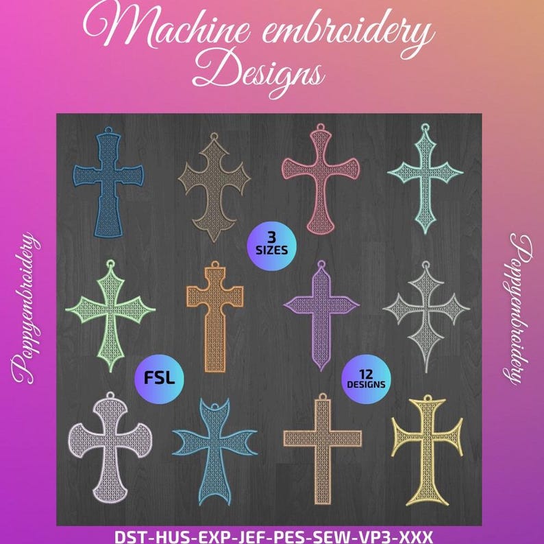 Free Standing Lace FSL Cross Machine Embroidery Designs / Instant ...