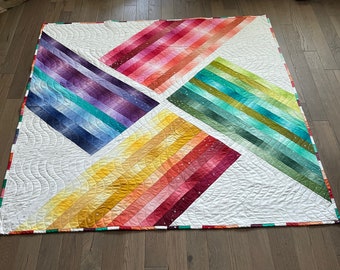 Large Throw Quilt | Wheelchair Quilt | Childs Quilt | Geometric Quilt - Ready to Ship!