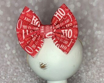 Ho Ho Ho Red Christmas Bow on Nylon Headband/Clip, Simply Inspired By Zoe