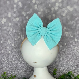 Aqua #103 Bow on Nylon Headband/Clip, Simply Inspired By Zoe