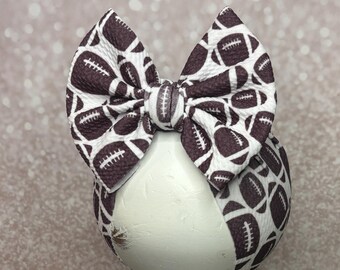 Football Stretch Headwrap W/ Bow, Simply Inspired By Zoe