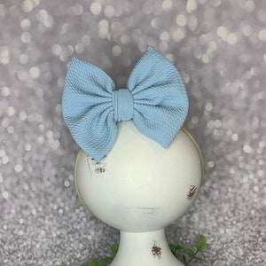 Light Blue #122 Bow on Nylon Headband/Clip, Simply Inspired By Zoe