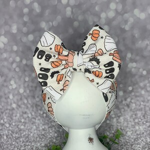 Ghosts & Pumpkins Stretch Headwrap W/ Bow, Simply Inspired By Zoe