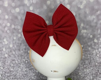 Ruby Red #106 Bow on Nylon Headband/Clip, Simply Inspired By Zoe