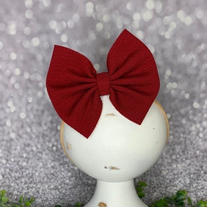 Ruby Red #106 Bow on Nylon Headband/Clip, Simply Inspired By Zoe