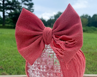 Red Distressed Stretch Headwrap W/ Bow, Simply Inspired By Zoe