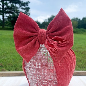Red Distressed Stretch Headwrap W/ Bow, Simply Inspired By Zoe
