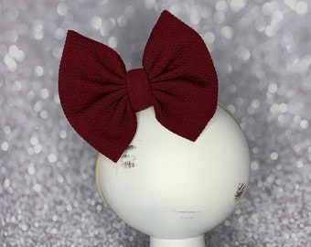 Maroon #120 Bow on Nylon Headband/Clip, Simply Inspired By Zoe