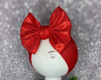 Red Holographic Stretch Headwrap W/ Bow, Simply Inspired By Zoe