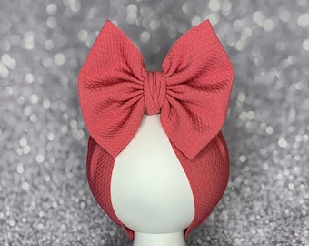 Rose Pink #113 Stretch Headwrap W/ Bow, Simply Inspired By Zoe