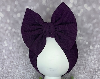 Eggplant Purple Stretch Headwrap W/ Bow, Simply Inspired By Zoe