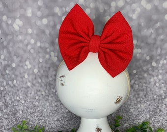 Bright Red #111 Bow on Nylon Headband/Clip, Simply Inspired By Zoe