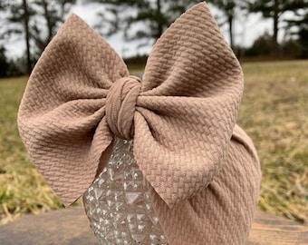 Taupe #81 Stretch Headwrap W/ Bow, Simply Inspired By Zoe