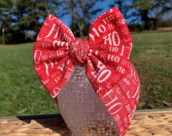 Ho Ho Ho Christmas Stretch Headwrap W/ Bow, Simply Inspired By Zoe