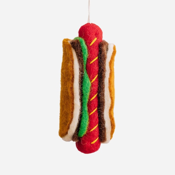 Hot Dog Ornament / Food Ornament / Christmas Tree Ornament / Christmas Breakfast  Ornament / Ornaments for Dad / NY Ornament