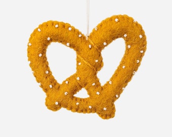 Wool Felt Pretzel Ornament: Handmade Christmas Tree Decoration