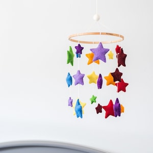 Rainbow Star Mobile: Colorful Felt Nursery Decor