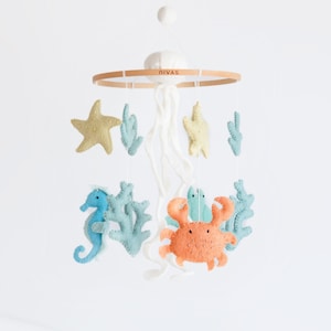 Ocean Theme Mobile / Nautical mobile / Ocean Nursery decor / Blue Crib Decor / Baby room decor / Crab Mobile / Octopus Mobile