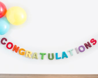 Congratulations Banner / Congratulations  Garland / Congratulations Decor / Celebrations Decor / Congrats Banner / Rainbow Party Banner