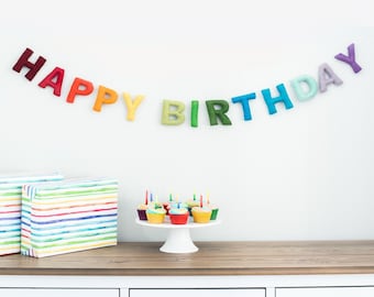 Rainbow Happy Birthday Garland: 6-Foot Party Decoration