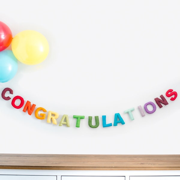 Congratulations Banner / Congratulations  Garland / Congratulations Decor / Celebrations Decor / Congrats Banner / Rainbow Party Banner