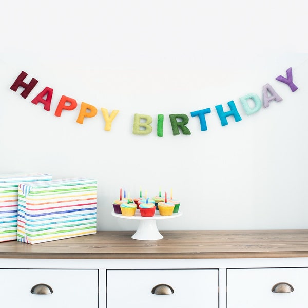 Happy Birthday Garland / Happy Birthday Banner / Happy Birthday Decoration / Rainbow Happy Birthday / Rainbow Birthday Banner