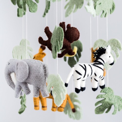 Felt Jungle Nursery Mobile / Baby Animal Mobile / Jungle Theme Etsy