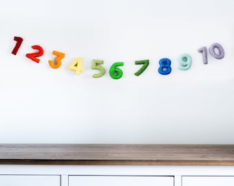 Rainbow Felt Numbers Garland: Nursery Toddler Decor