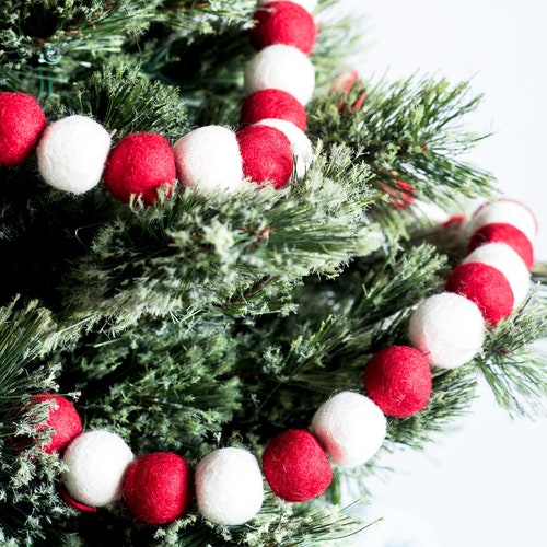 Red and White Garland / Christmas Tree Decor / Christmas Tree Etsy