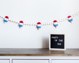 Patriotic Ice Cream Garland: 4th July Party Decor