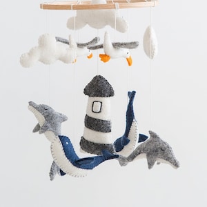 Lighthouse mobile / Nautical mobile / Sea Nursery decor / Blue Crib Decor / Baby room decor / Baby boy room /Newborn essentials