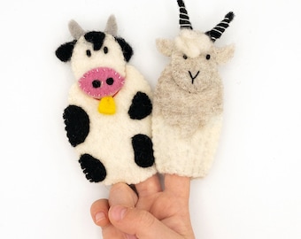 Farm Animals Puppets / farm themed kids / Children's stocking stuffers / Goat Puppet / Cow Puppet / Farm animals for kids
